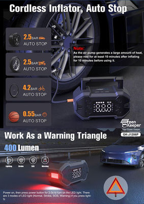 総出力 18W 車用緊急バッテリー 4 in 1 ジャンプスターター 充気器 12V バッテリー パック リチウム バッテリー