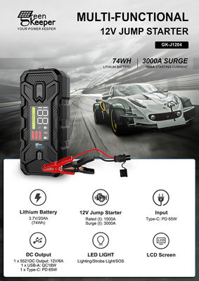 20000mah ポータブル ジャンプ スタート パック ウトライ ブースター 1500A 緊急用 LEDライト
