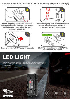 20000mah ポータブル ジャンプ スタート パック ウトライ ブースター 1500A 緊急用 LEDライト