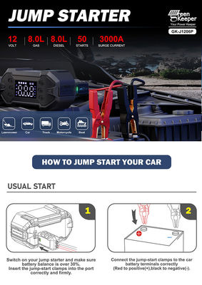 C型 12V 自動車緊急ジャンプスタート機とエアパワーバンク充電器付きタイヤ圧縮機