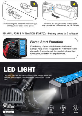 小型車 液晶画面 車 ジャンプスタート 16000mAh ポータブル 自動車 パワーバンク バッテリー 1000A