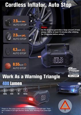 20000mAh / 74Wh 容量 超安全 自動車用 トラック用 自動車用 空気圧縮機付き ジャンプスタート機